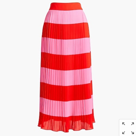 NWT J. Crew Pleated Striped Pink Red Skirt - Picture 2 of 5
